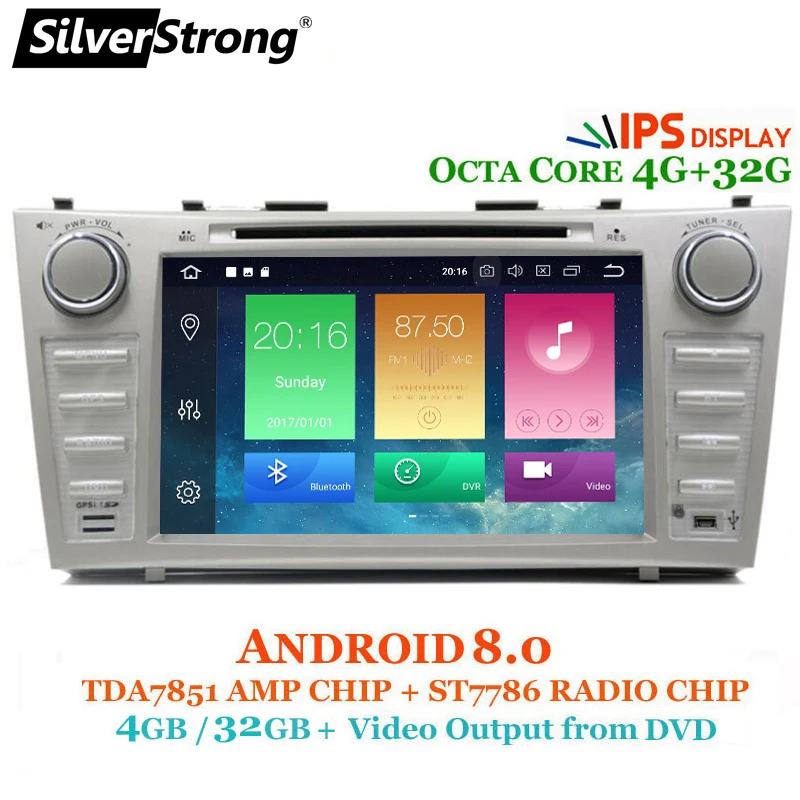 Silverstrong Android8.1 4G 2DIN автомобильный DVD для TOYOTA CAMRY V40 AURION OctaCore 32 Гб DSP вариант 2007 2008 2009 2010