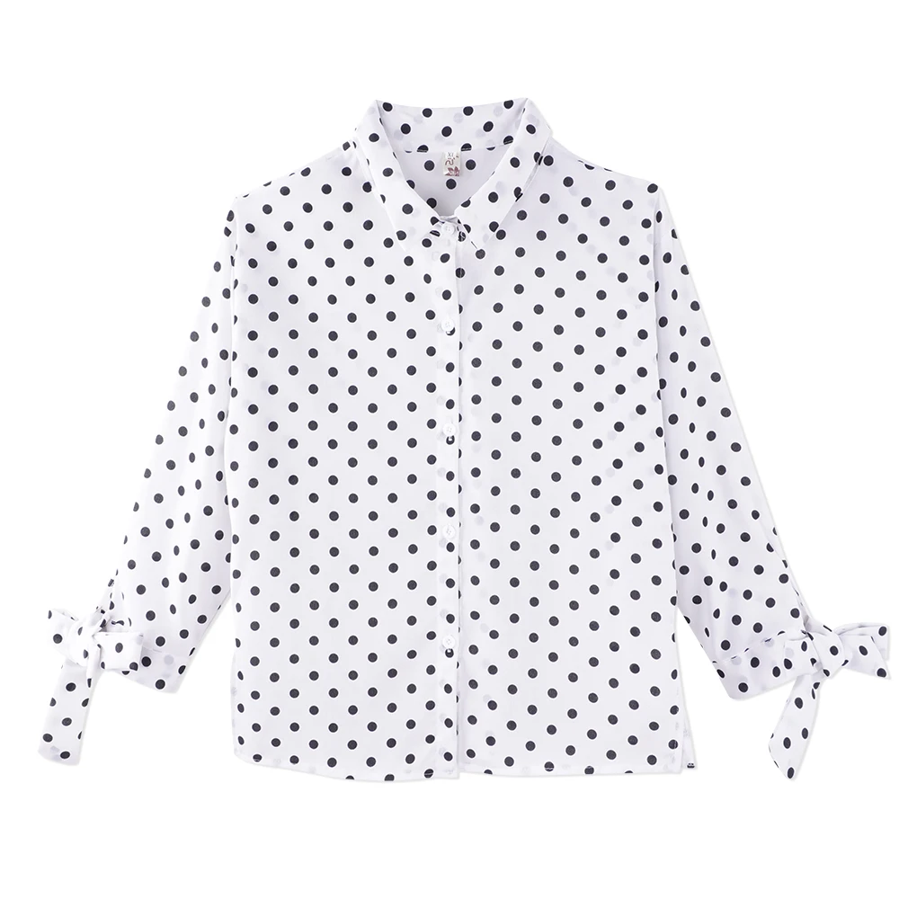 

Neatie kiddie Black Dot Print Fashion OL Women Chiffon Blouse Tops Korean Style Loose Shirt Female Blusas