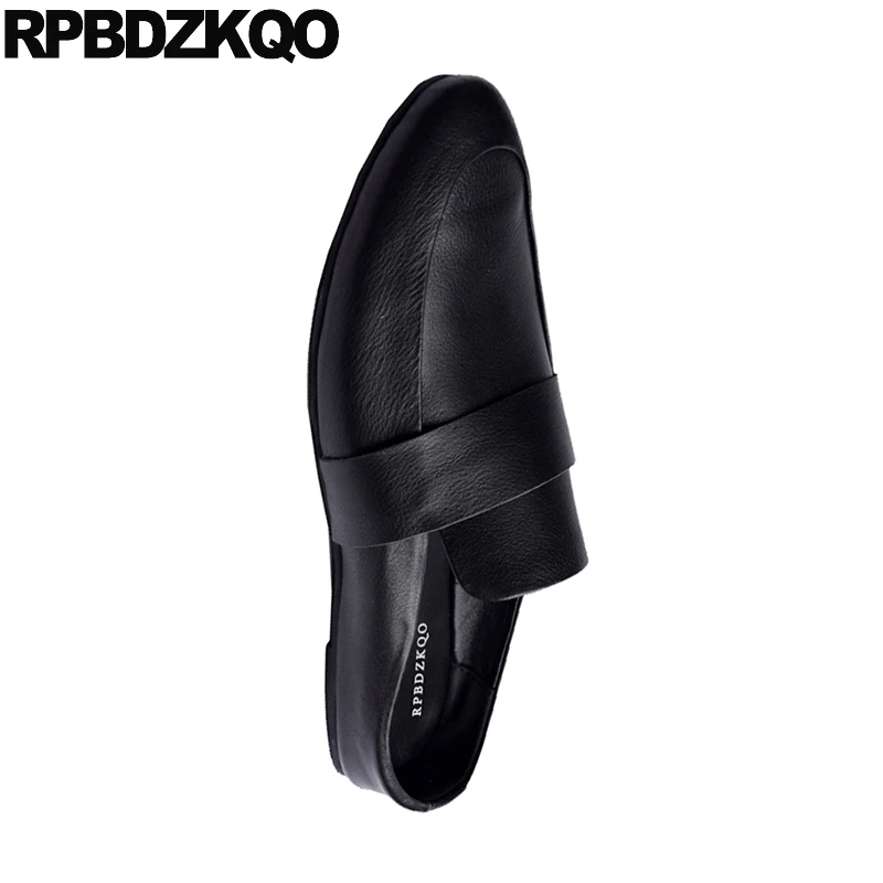 Casual High Quality British Style Sandals Men Shoes Luxury Brand Italy Mules Slip On Soft Real Leather Genuine Black Slides Half | Обувь