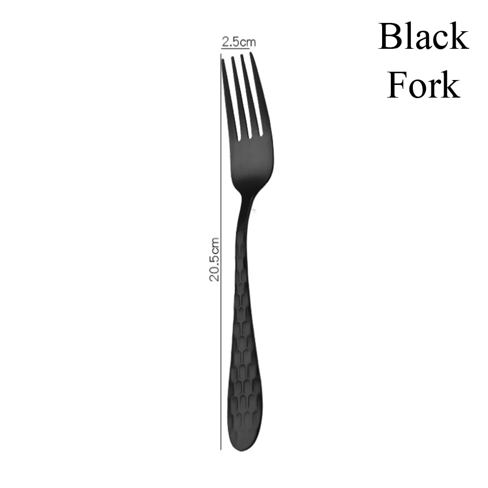 Fork black 1 шт. многоцветная высококлассная столовая посуда из нержавеющей стали столовые приборы вилка для стейка чайная ложка принадлежности для приготовления обеда инструменты для дома и кухни - Цвет: Fork black