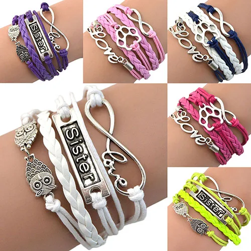 Женский браслет коса Bluelans с принтом Щенячий патруль и надписью Love|charm bracelet|bracelet