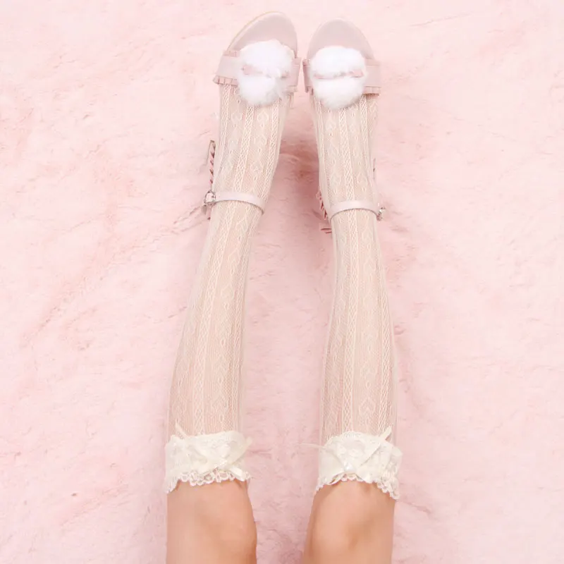 Generate color sock Носки до середины икры в японском стиле; носки без пятки с кружевным бантом в стиле Лолиты; носки для девочек в стиле аниме; jk; носки для студентов - Цвет: Generate color sock