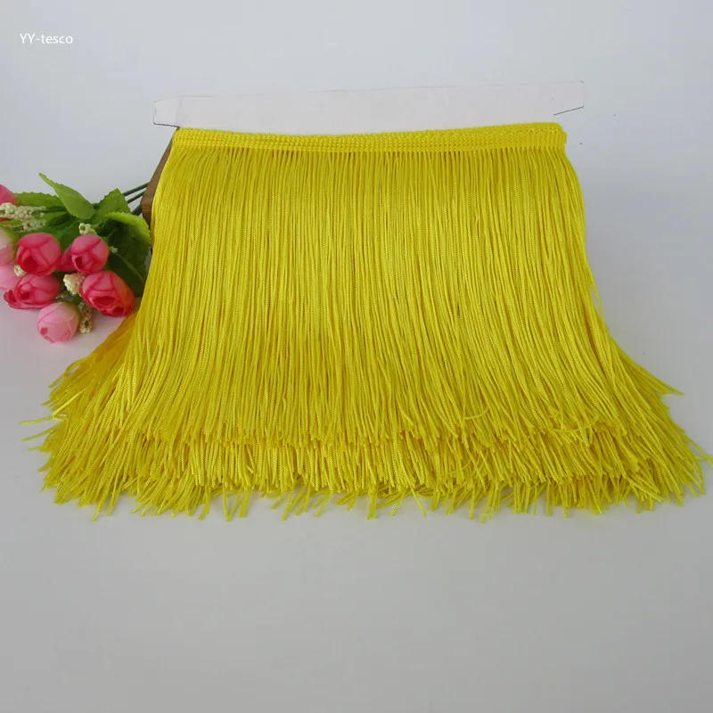 yellow YY-tesco 1 м длиной 15 см кружевная бахрома отделкой кисточками золотой бахромой горный хрусталь отделка для латиноамериканских танцев платье для сцены, одежда кружевные аксессуары лента - Цвет: yellow