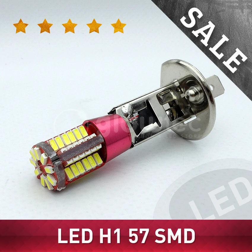 1 шт. H1 57smd 4014 яркие автомобильные ходовые огни 6000K белые светодиодные лампы