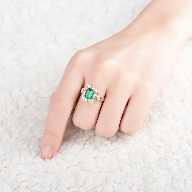 Обручальные кольца LANMI из розового золота 14 к с натуральным изумрудом|ring design|gold