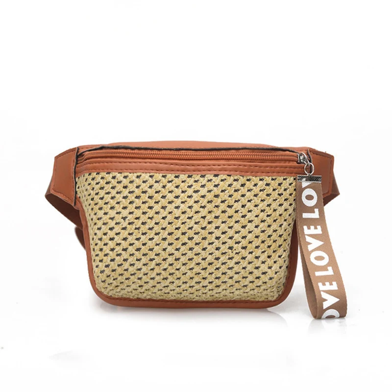 Khaki waist bag Женская поясная сумка, модные соломенные поясные сумки, повседневная поясная сумка для путешествий для женщин, нагрудные пакеты, сумка для девушек, 030391 - Цвет: Khaki waist bag