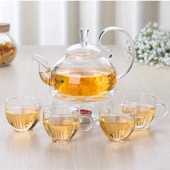 02 Tea Set Стекло чай горшок набор чашек термостойкие послеобеденный чайный сервиз чашка и блюдце полный набор кунг-фу фильтр чайный набор - Цвет: 02 Tea Set