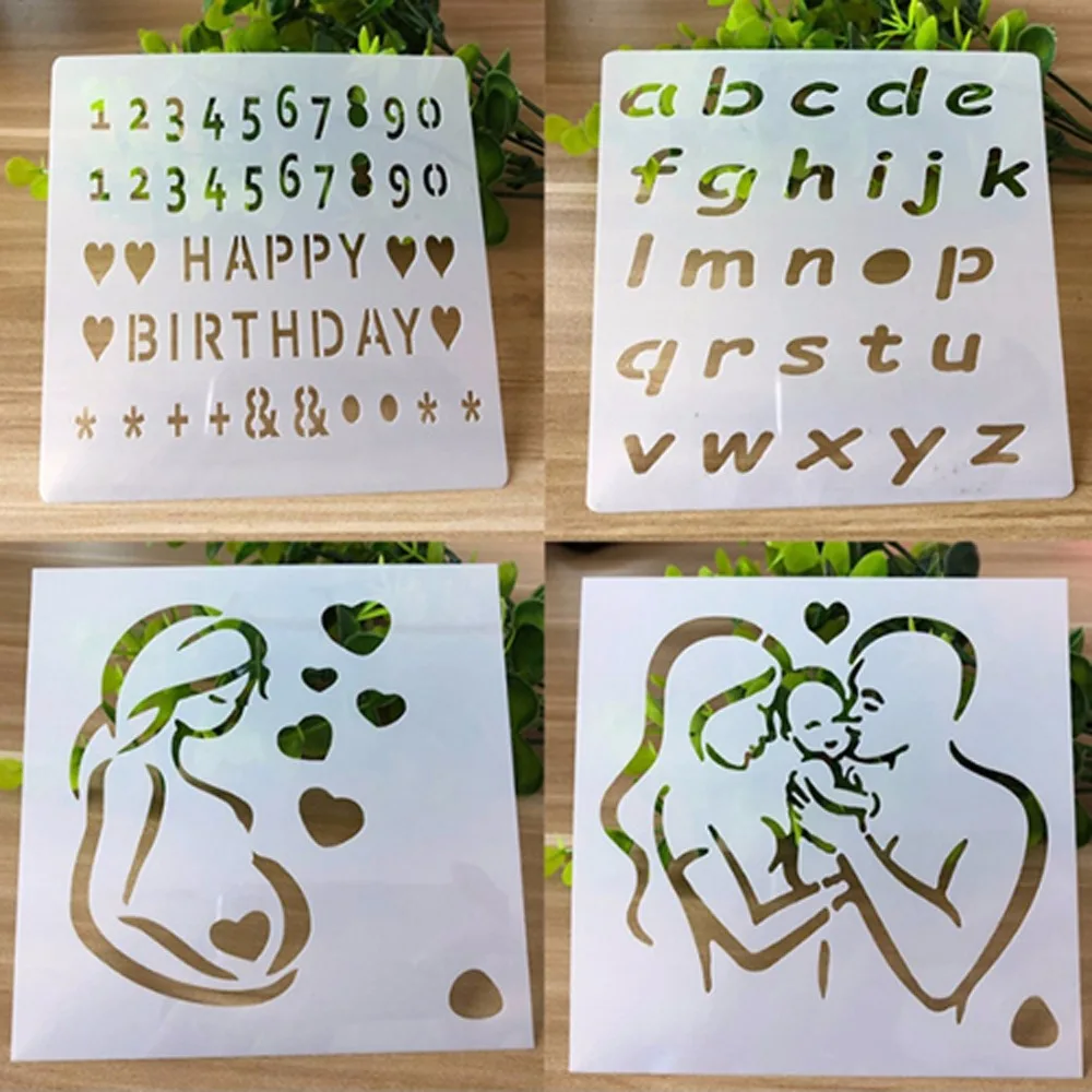 (5 1x5 1 дюйма) Diy рисунок шаблон Английский алфавит пластиковый трафарет письмо