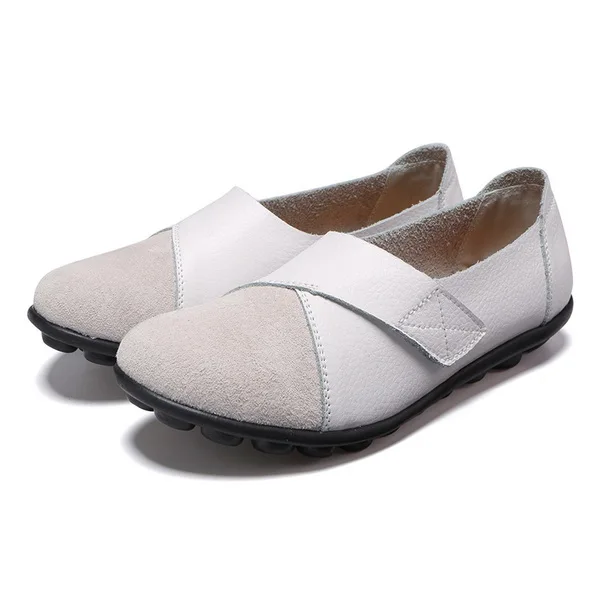 Женские туфли без шнуровки натуральная кожа плоская подошва круглый носок