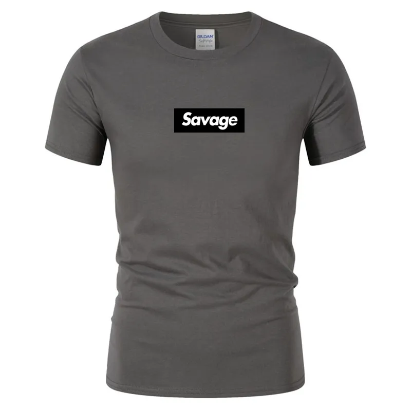 Бренд Мужская мода Savage хип-хоп Футболка пародия нет сердца Письмо печати