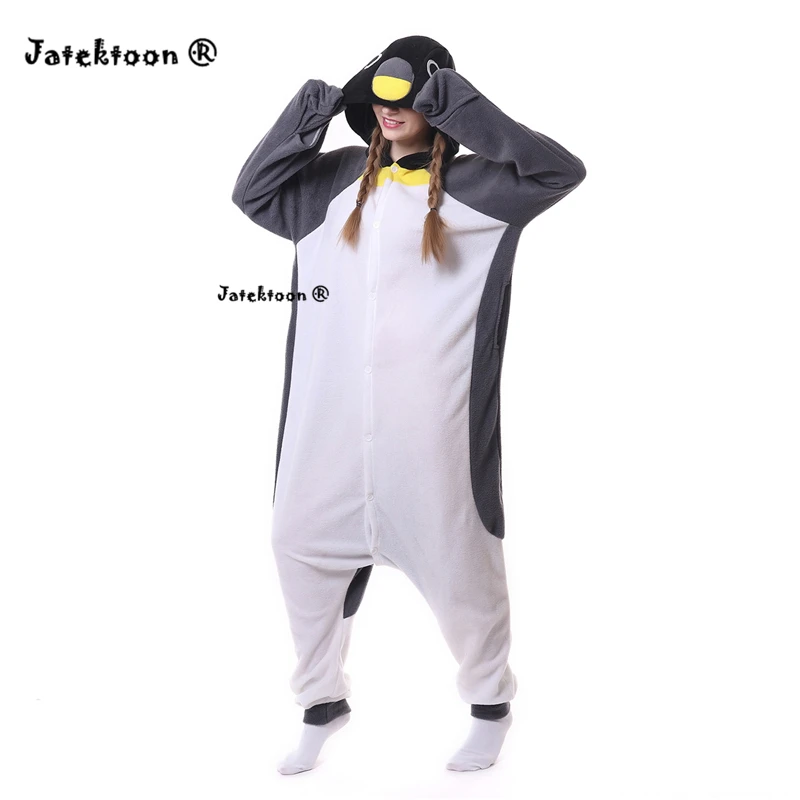 Cute New Winter Anime Pajamas Adult Animal Grey Penguin With Gloves Cosplay Sleepwear Costume Unisex Nightwear |