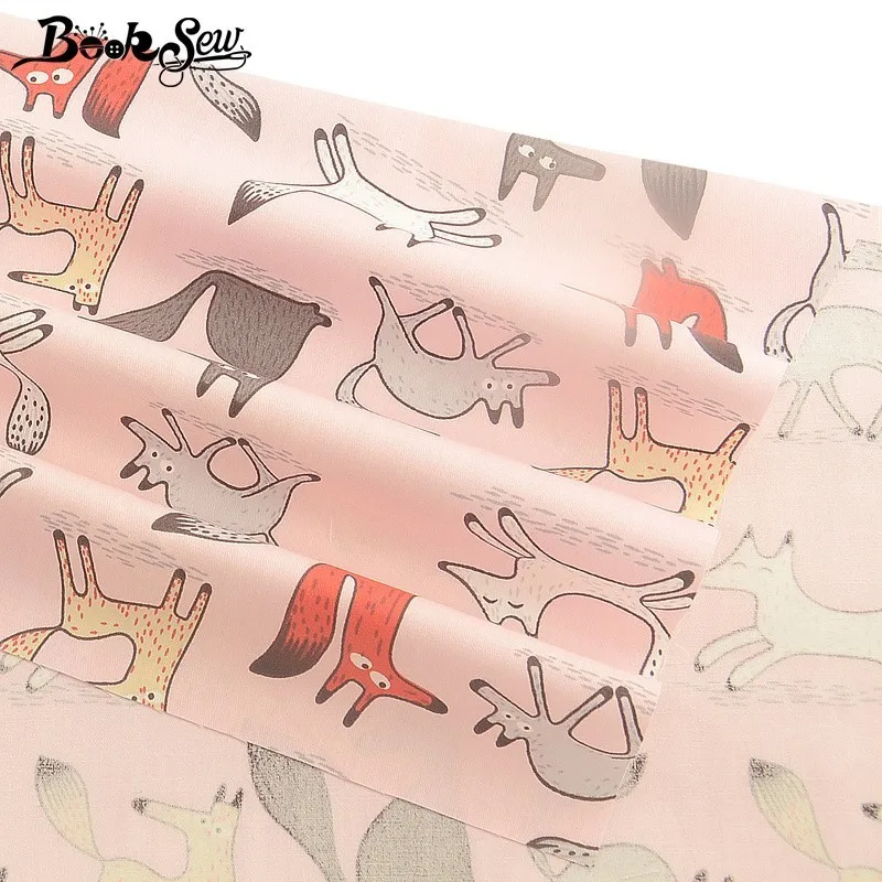 Booksew, хлопок, ткань, лисы, животный узор, розовый Жир, кварталы, сделай сам, ручная работа, стежка, простыня, ткань для шитья, пэчворк, Tissu