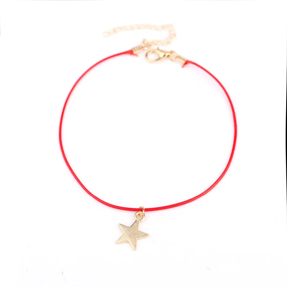 Женский минималистичный браслет на лодыжку с красной нитью в стиле бохо изящная