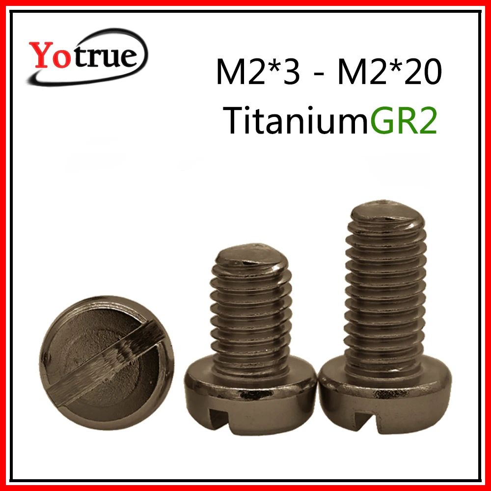 50 шт./лот чистый титан M2 * 3/4/5/6/8-18/20 GR2 круглая головка цилиндрическая шлицевая