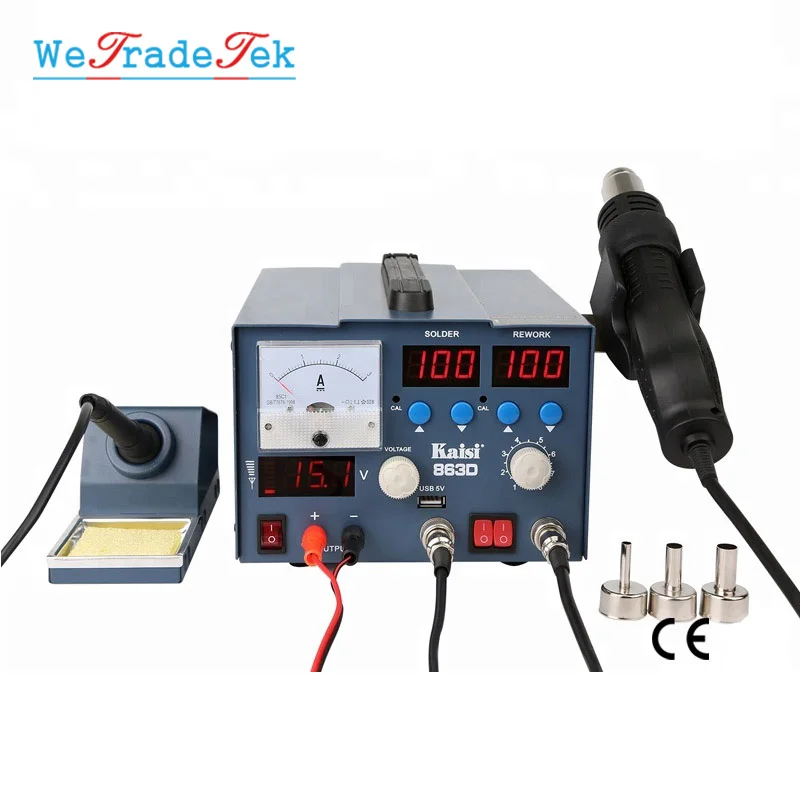 K-863D 3 в 1 фена паяльная станция SMD паяльная станция с 3A DC источник питания для телефона PCB сварочная ремонтная машина