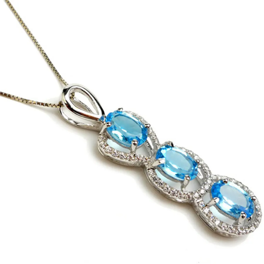 

Genuine Natural Blue Quartz Crystal Pendant For Jewelry Making Fashion 925 Sterling Silver Women Necklace Pendant