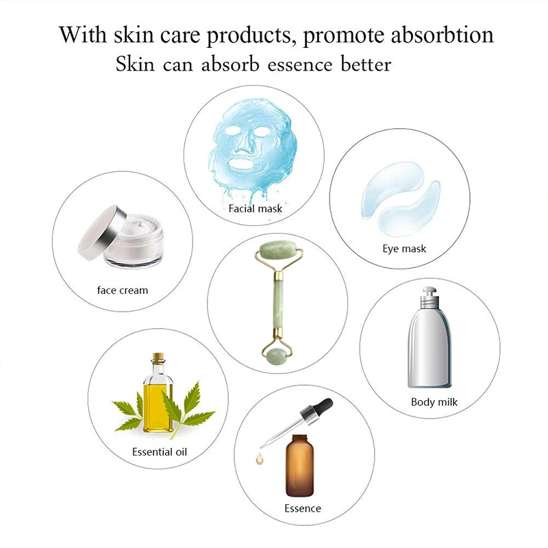 Массажный ролик для лица с двойными головками натуральный Нефритовый камень