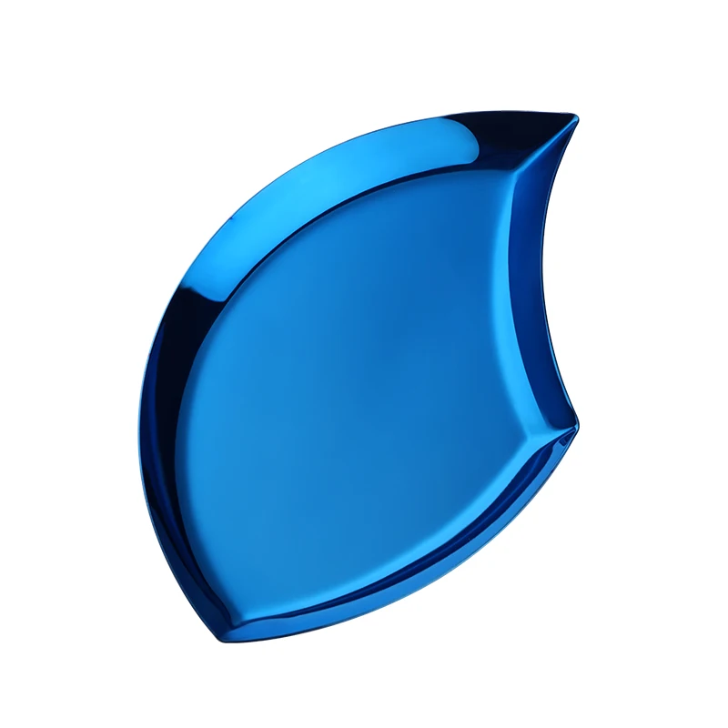 Blue Неправильная тарелка блюдо из нержавеющей стали, дессертная тарелки для фруктов хранения конфеты, печенье формы листьев ювелирные лотки вечерние столовые приборы - Цвет: Blue