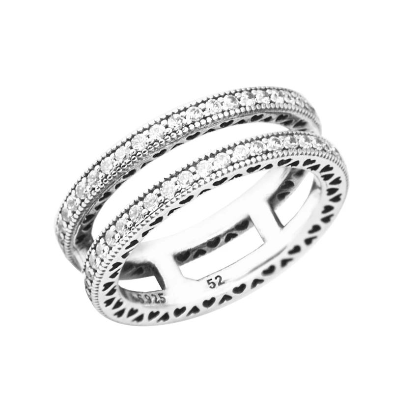 

Double Hearts Rings 100% Authentic 925 Sterling-Silver-Jewelry Free Shipping