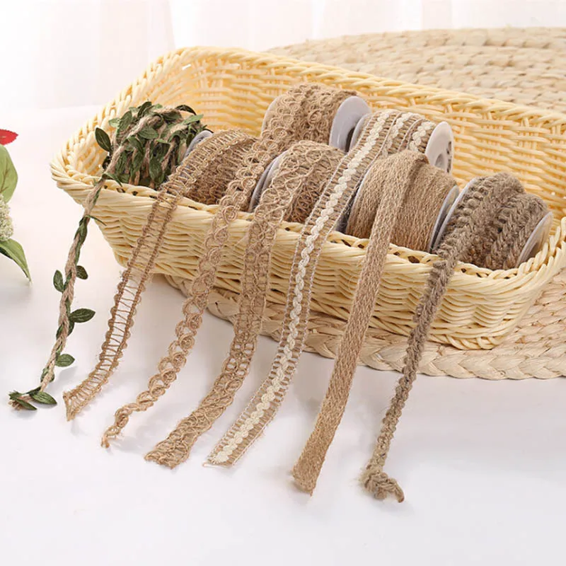 Natural Burlap Hessian Roll Jute Twine Cord Hemp Rope String Trim Rustic Wrap Gift Packing Wedding Party Decoration | Дом и сад
