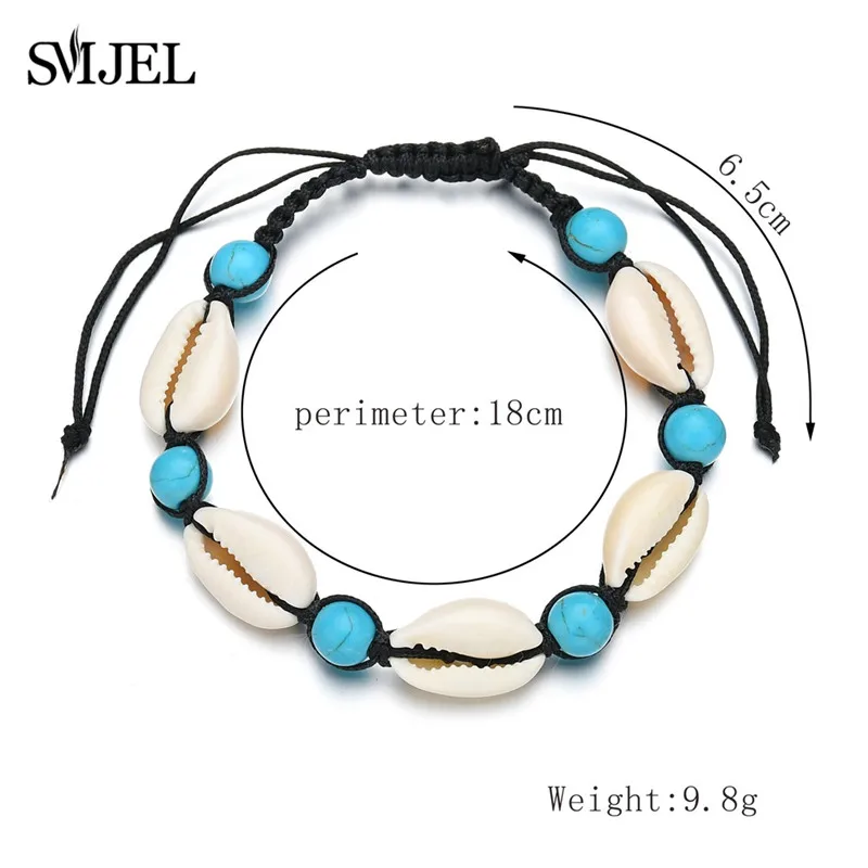 Bracelet 208 Ожерелье из натуральной белой веревки для женщин, модное богемное ожерелье с кулоном в виде раковины каури, колье, летнее пляжное ювелирное изделие - Окраска металла: Bracelet 208
