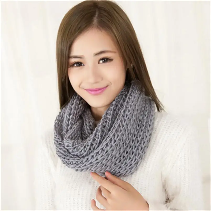 

YGYEEG Winter Cable Ring Scarf Women Knitting Infinity 2Circle Scarves Knitted Warm Neck Circle Scarf Bufandas Cuellos Hot Sale
