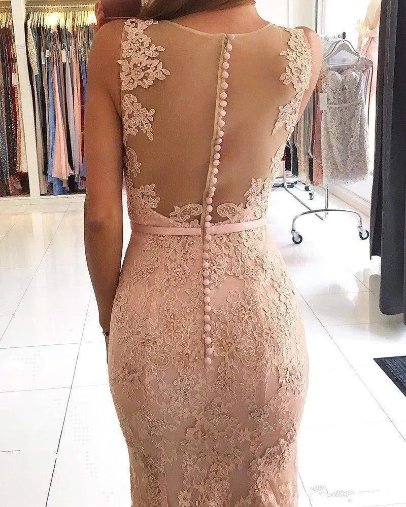 Иллюзия Вечернее Платье vestidos largos кружево ислам Дубаи Ливан Русалка Элегантный
