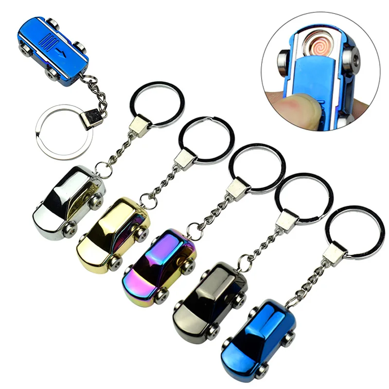 Портативная Мини Электронная Зажигалка Ветрозащитная USB с кольцом для ключей
