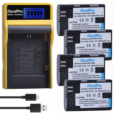 4 Battery Set 2 шт. LP-E6 LP E6 Аккумулятор для камеры+ ЖК-Зарядное устройство USB для Canon EOS 5DS R 5D Mark II 5D Mark III 6D 7D 60D 60Da 70D 80D DSLR EOS 5DS - Цвет: 4 Battery Set