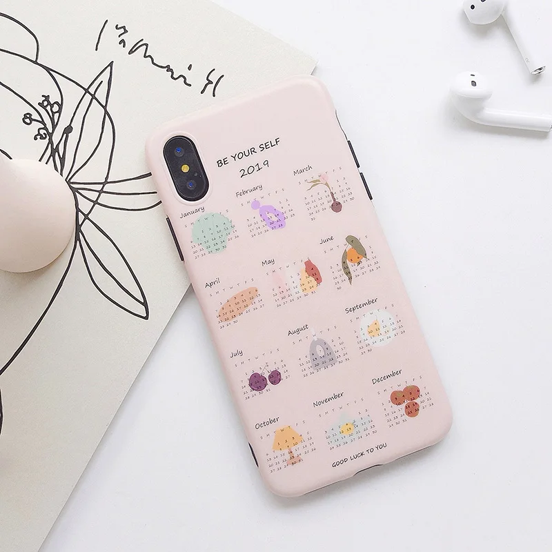Забавный календарь для iPhone Xs XR Max мобильный телефон оболочка iPhone6s 7 8 настенный