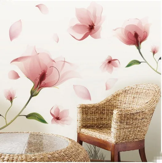Bedroom Room TV Background wall sticker Flower Romantic Large Creative Home Decoration Decal Great Gift for Kids Wall Stickers | Дом и сад