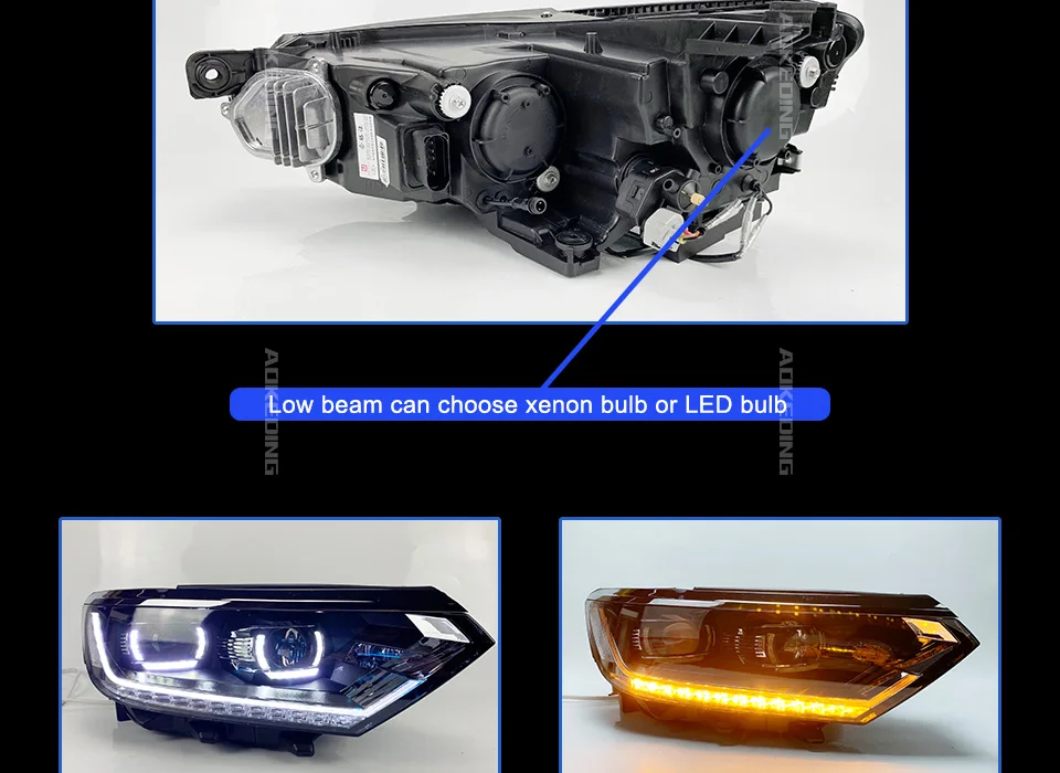 АКД тюнинг Автомобильные фары для VW Passat B8 Eur Версон светодиодные фары DRL Противотуманные Фары биксенон интенсивность пучка Противотуманные фары ангельские глазки авто