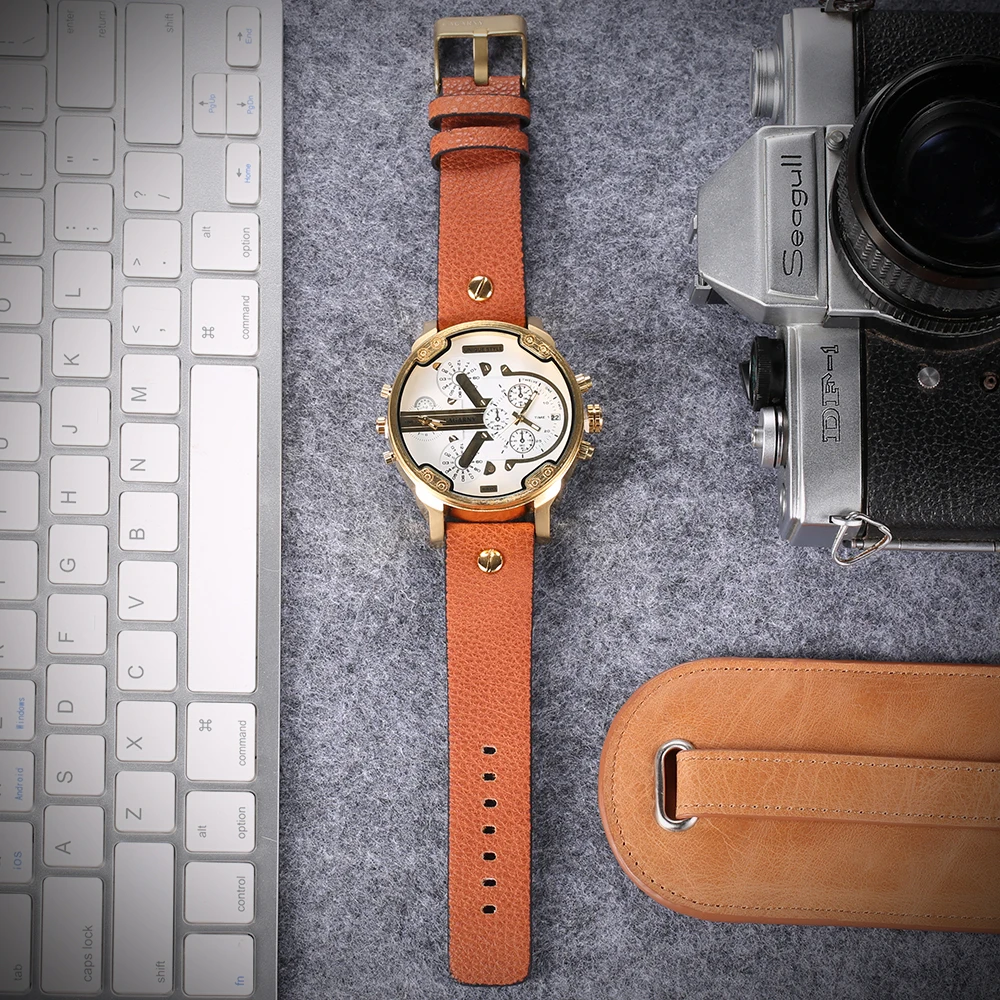 Классические большие золотые часы 52 мм мужские повседневные спортивные с