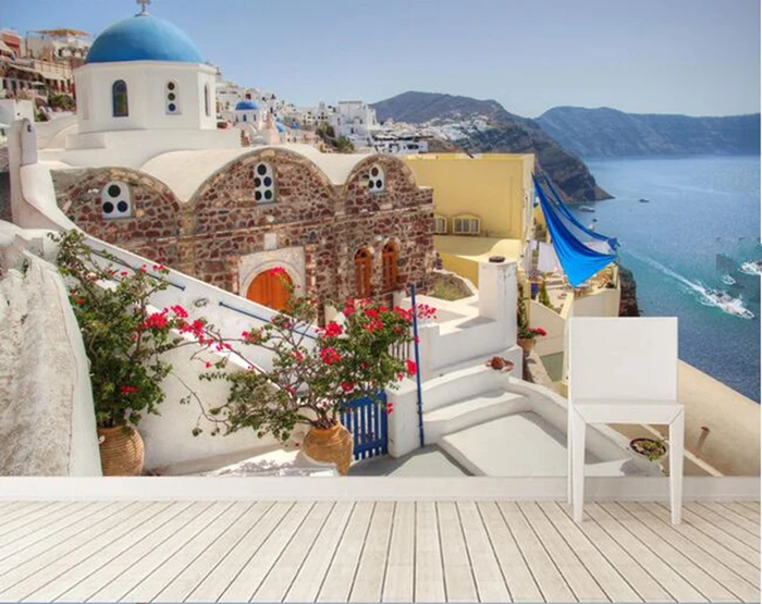 

Latest 3D murals,Aegean Sea in the Mediterranean papel de parede.Hotel coffee shop living room sofa TV wall bedroom wallpaper.