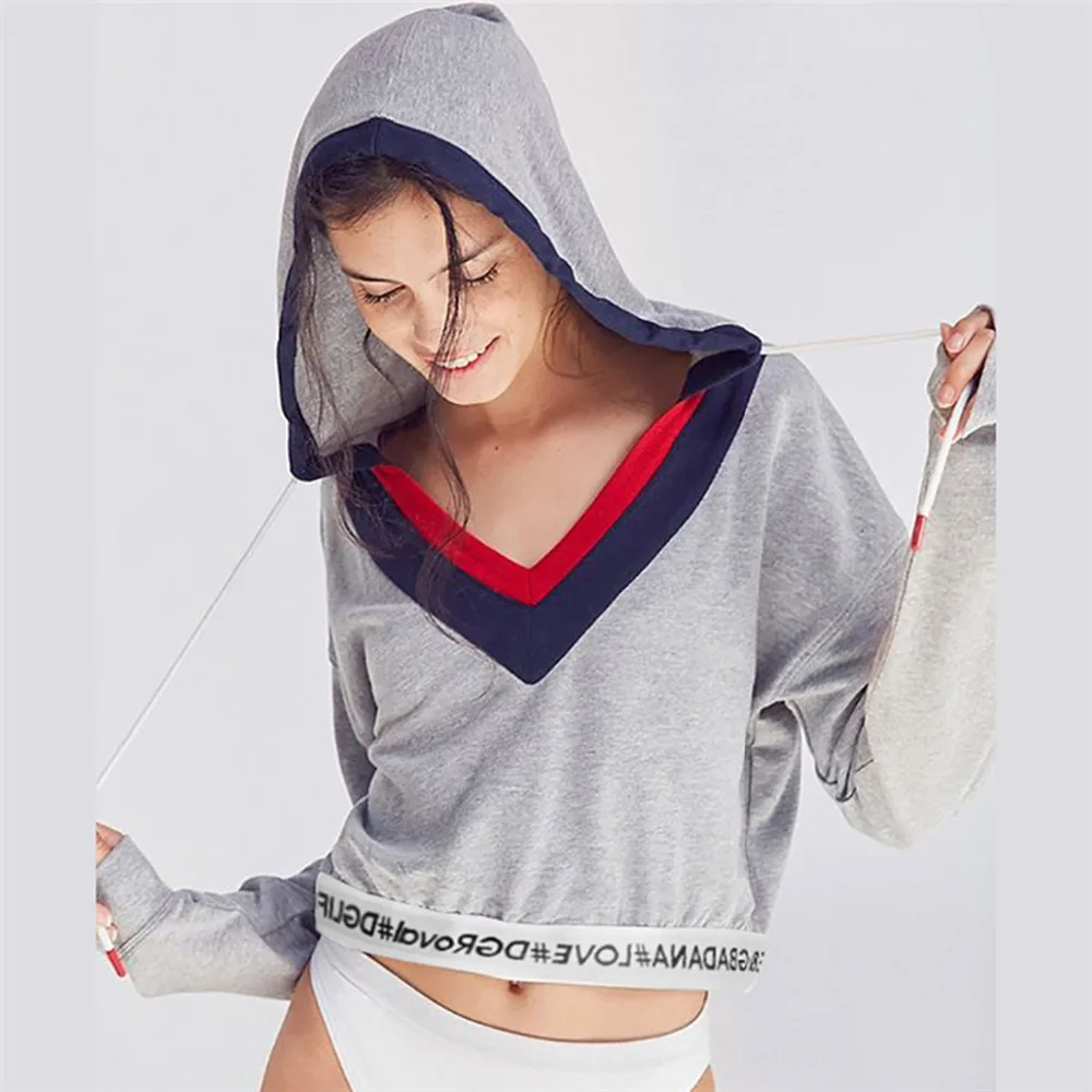 Women Exercise Crop Tops Hoodie Sexy Off Shoulder Pullover Sweatshirts Female Gym Fitness Tracksuit Casual Harajuku Sportswear | Спорт и
