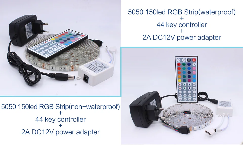 SMD RGB Светодиодная лента светильник 5050 2835 10 м 5 м светодиодный светильник rgb светодиодный s Лента Диодная лента гибкий контроллер DC 12 В адаптер Комплект