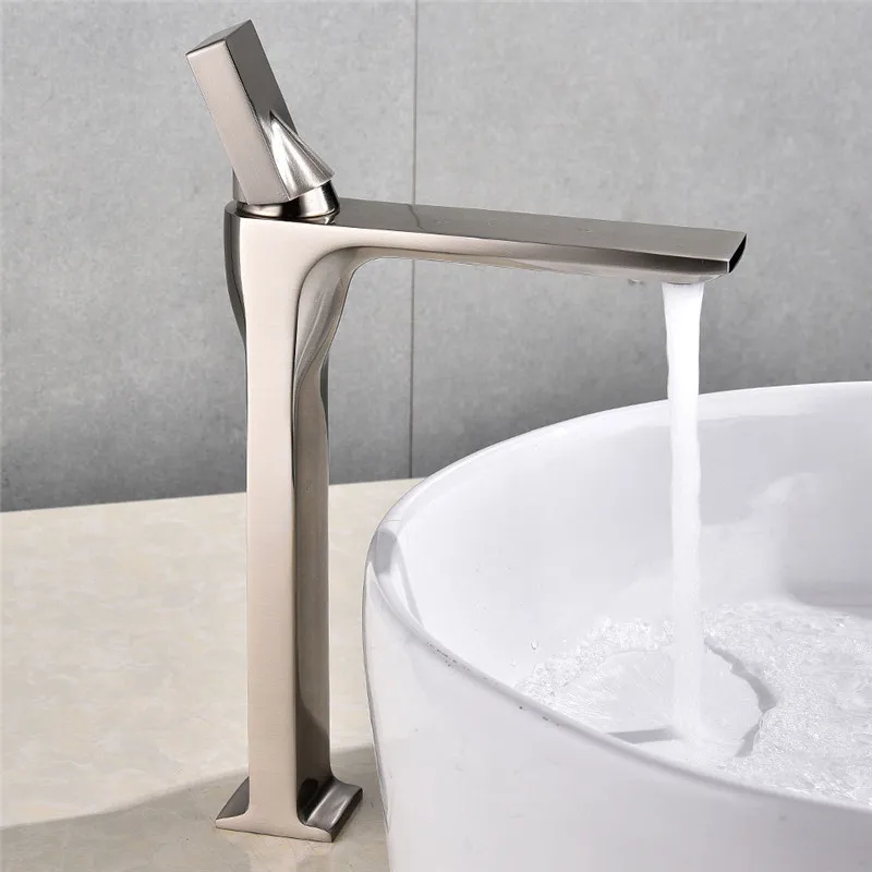 

Basin Faucet Nickel Brass Retro Bathroom Sink Faucet Single Handle Swivel Spout Kitchen Deck Vessel Mixer Tap Torneira lavatorio
