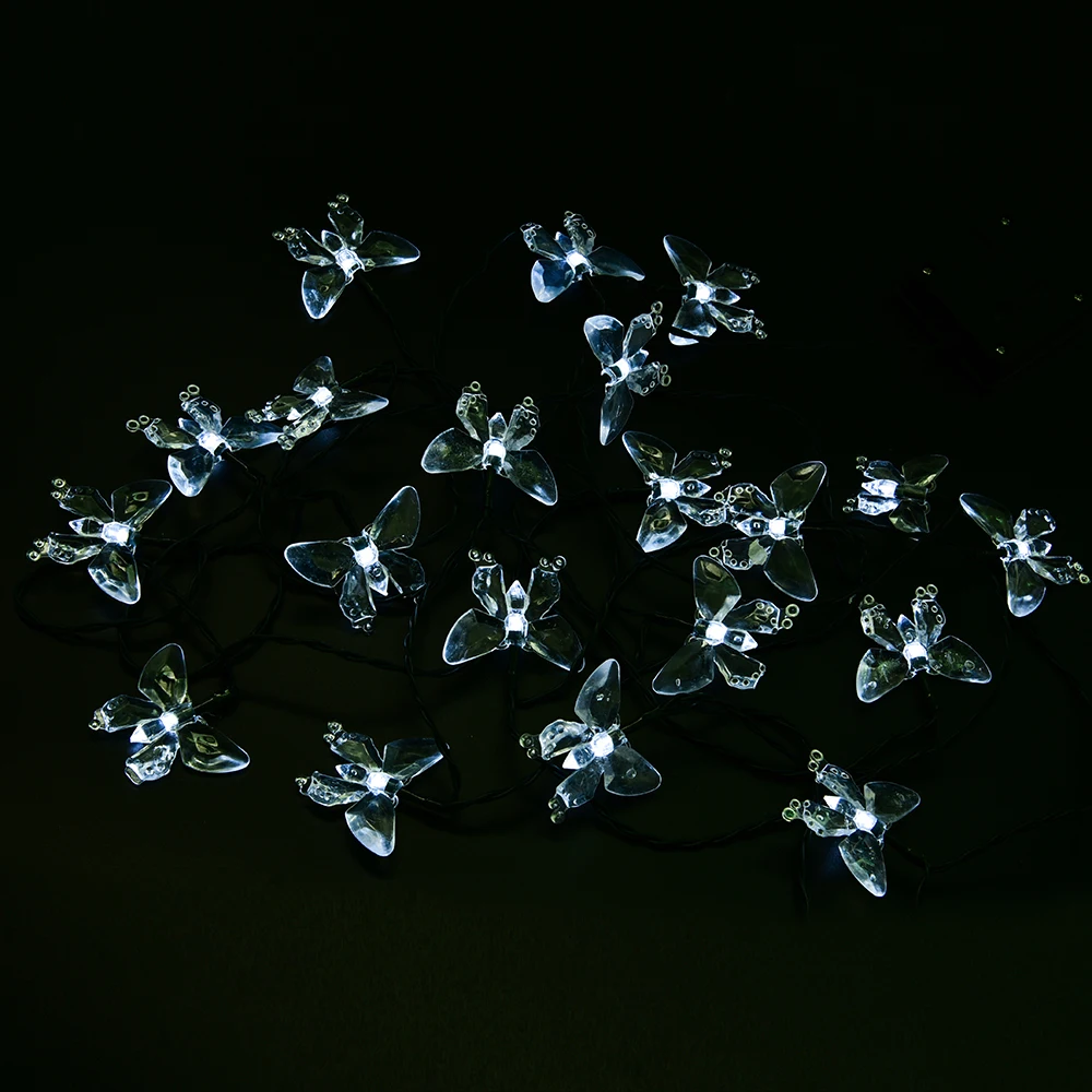 Гирлянда с цветными бабочками 4 8 М 20 светодиодов|led lighting outdoor lighting|led solar fairy lightsled