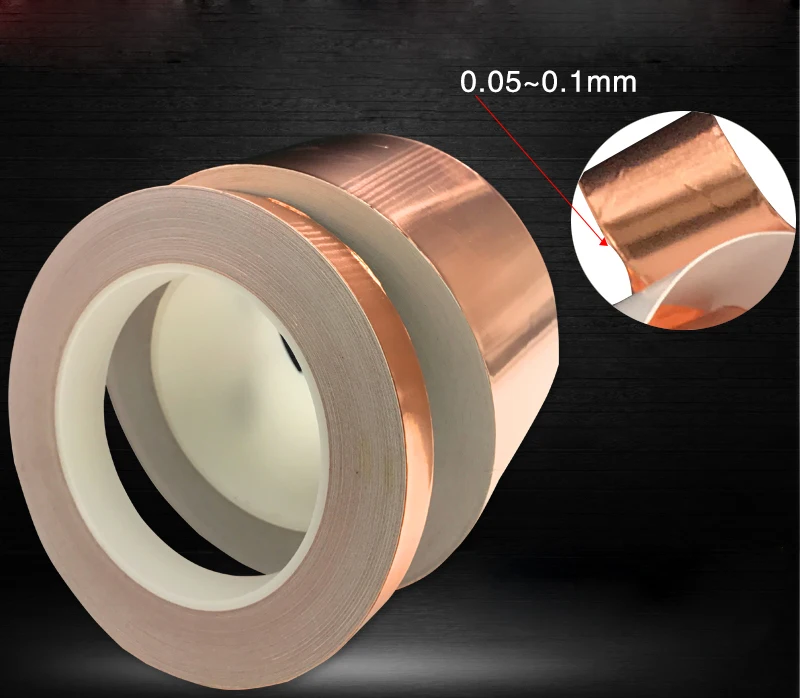 1 шт., высокое качество, 1 рулон, однопроводящая медная фольга, лента, клейкая лента, 5-100 мм х 30 м, защитный барьер, новая клейкая лента