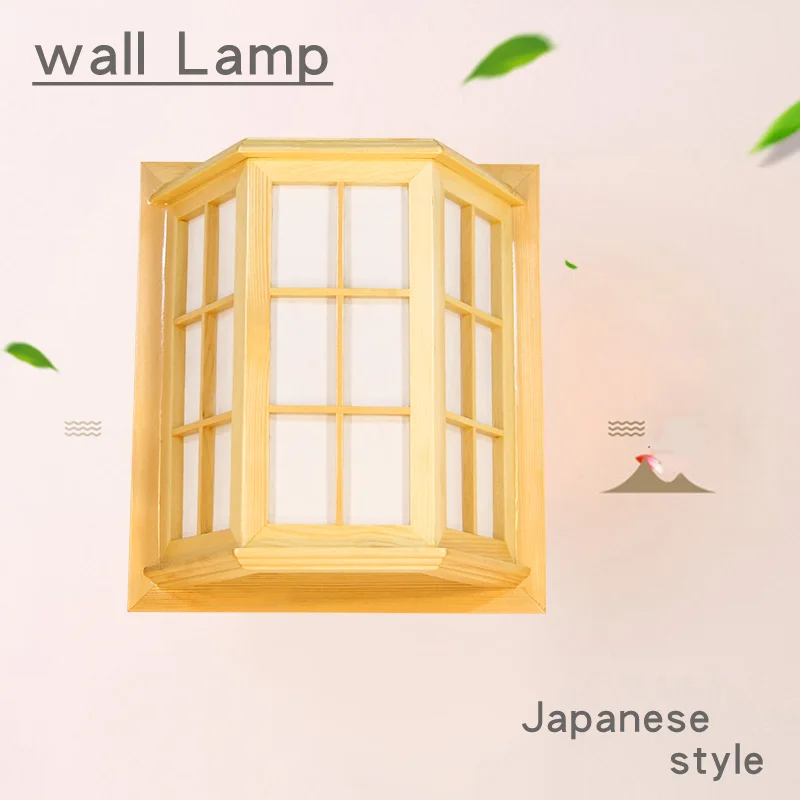 

Japanese Style Pine Camphor Wood PVC Crafts Wooden Window Frame LED AC 110/220V Aisle Wall Light Fixture luminarias para