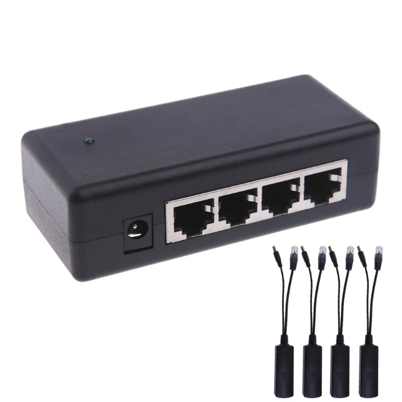 4 порта POE инжектор для видеонаблюдения IP камеры питания через Ethernet