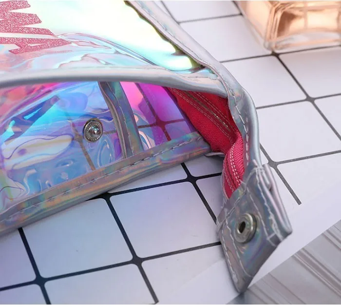 Fashion Makeup Bag Organizer Zipper Small Toilet Bag For Women Mini Holographic Makeup Pouch Pvc Transparent Cosmetic Bag Travel