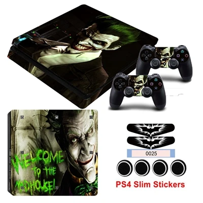 Наклейка s для Playstation 4 PS4 Slim консоль и контроллер геймпад Джокер кожа виниловые наклейки крышка с светильник Бар наклейки и крышки - Цвет: YSP4S-0528