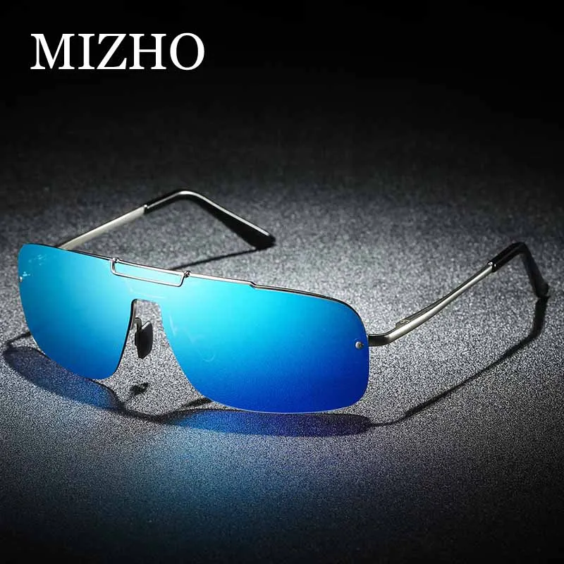

MIZHO Aluminum Magnesium Sunglasses Polarized Rimless Coating Blue Mirror Lens Sun Glasses oculos Male Eyewear Accessories Men