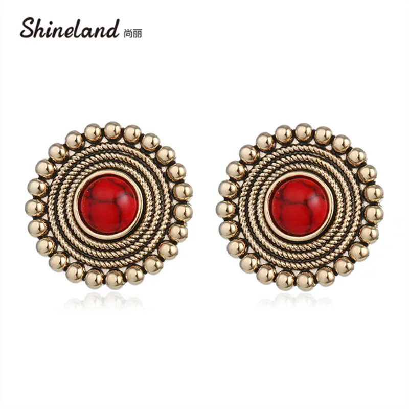 Shineland винтажные антикварные bijoux трендовые красный черный камень из смолы
