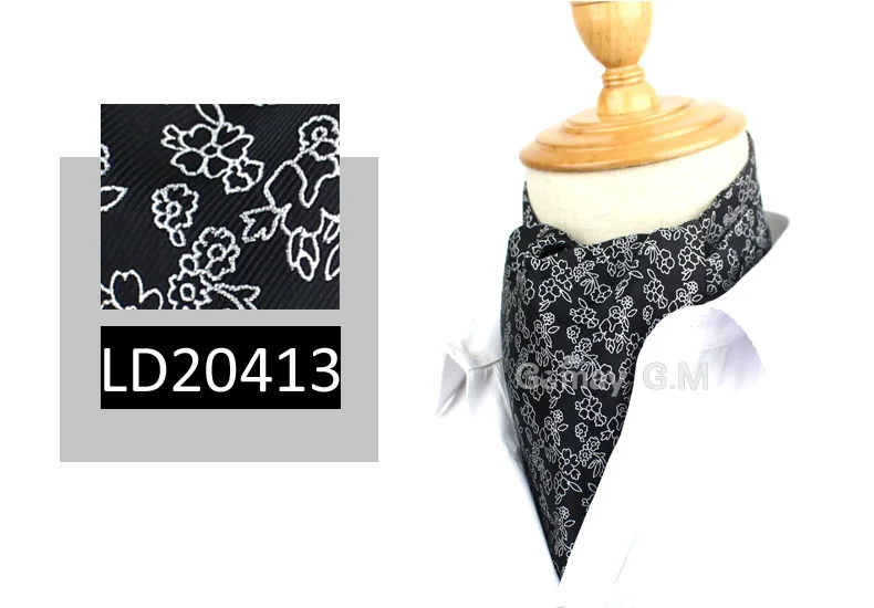 LD20413 Модный мужской галстук Ascot в британском стиле, галстук джентльмена, жаккард, полиэстер, шелк, галстук для шеи, цветочный галстук Ascot, галстуки для мужчин - Цвет: LD20413