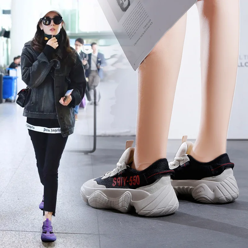

Koovan Women's Sneakers 2019 Spring Autumn New Sports Shoes Breathable Women's Thick Sports Leisure Running Shoes For Girls