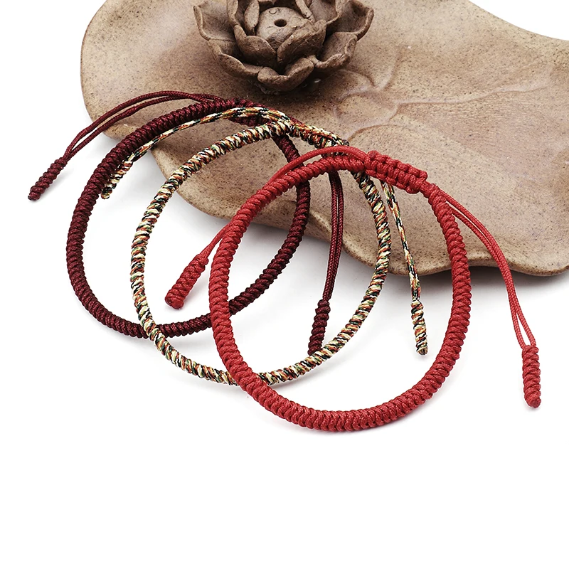 

Handmade Knots Lucky Rope Bracelet Men Tibetan Buddhist Love Lucky Red Rope Bracelets Adjustable Charm Bracelets&Bangles Women