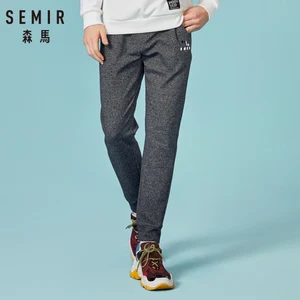 Мужские спортивные штаны SEMIR, Легкая меланжевая толстовка, тканевые брюки для бега с кулиской на талии и подоле