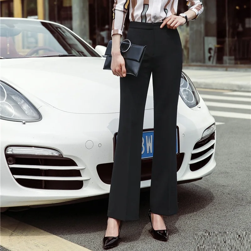 

Fashion Women Pants Wide Leg Trousers for Office Ladies Pants Female Clothes Black White OL Styles